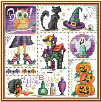 Набір для вишивання за нанесеною на канву схемою Halloween. AIDA 14CT printed 32*32 см