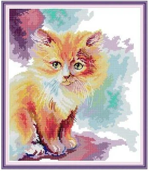 Набір для вишивання за нанесеною на канву схемою Sunshine Kitten Cute. AIDA 14CT printed 29*33 см