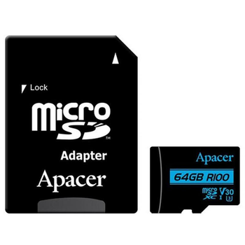 Карта памяти MicroSDXC 64GB UHS-I/U3 Class 10 Apacer + SD adapter (AP64GMCSX10U7-R)