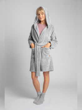 Халат жіночий теплий з капюшоном LaLupa LA001 381127 2XL-3XL Light Grey (5903887604734)