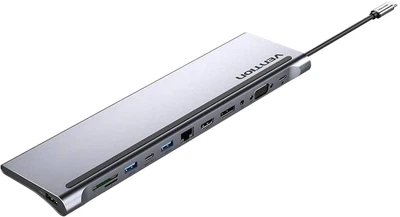 Док-станция Vention 12 в 1 USB 3.1 Type-C - DP/HDMI/VGA/USB-C/USB 3.0 x 3/RJ45/SD/TF/TRRS 3.5 мм/PD 100 Вт (THSHC_WV)