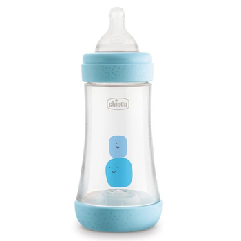 Пластикова пляшечка Chicco PERFECT 5, середній потік, 2м+, 240 мл, блакитна 20223.20.40