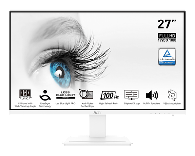 Монітор MSI PRO MP273AW FHD IPS 100Hz / 1мс (MPRT) / 6-Bit + FRC / sRGB 106% / Adaptive-Sync / Динамік 2x 3Вт