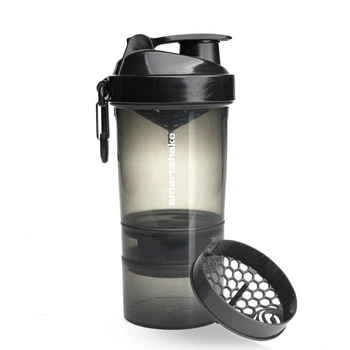 Шейкер SmartShake для спортивных коктейлей с тремя отсекоми 600 мл черный