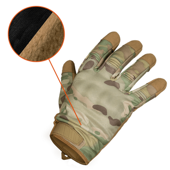 Плотные сенсорные перчатки CamoTec на флисе с усиленными накладками мультикам размер XL