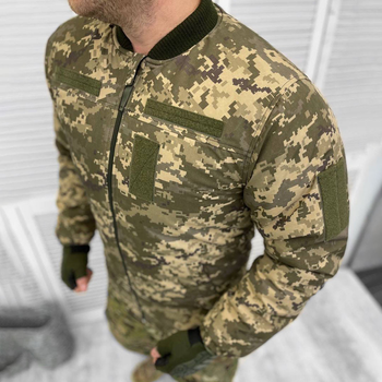 Демисезонный мужской Бомбер на флисе / Плотная Куртка с липучками под Шевроны пиксель размер S