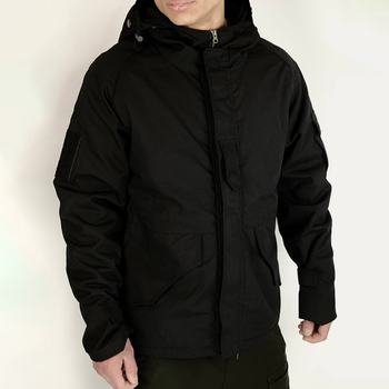 Чоловіча демісезонна Куртка з капюшоном ріп-стоп на силіконі до -15°C чорна розмір M