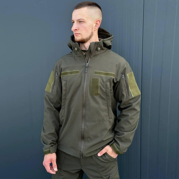 Мужская Куртка Softshell с Флисовой подкладкой олива / Демисезонная верхняя одежда размер XL