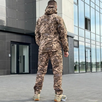 Костюм мужской Куртка + Брюки с флисовой подкладкой / Утепленная форма Softshell пиксель размер S 46