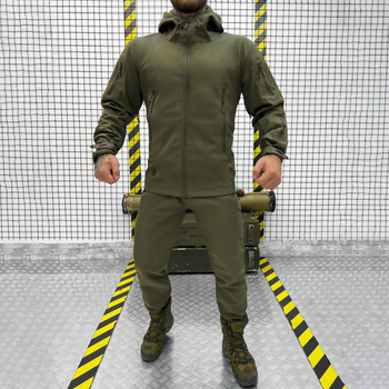 Мужской демисезонный Костюм Куртка + Брюки / Полевая форма Softshell с системой Вентиляции олива размер XL