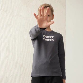 Лонгслив подростковый для мальчика Gbi Teens Don't touch Серый на рост 140 (13752)