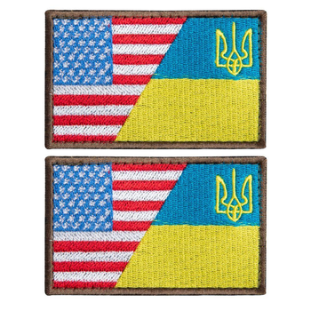 Набор шевронов 2 шт с липучкой Флаг Украины и США 5х8 см