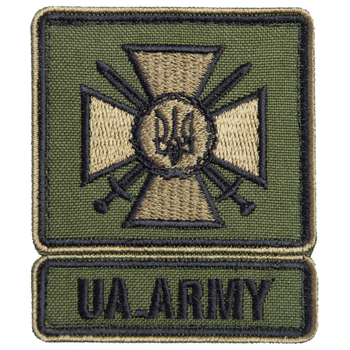 Шеврон нашивка на липучке UA.ARMY 6х7 см