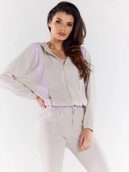 Bluza damska rozpinana streetwear z kapturem Awama A495 1419335 S Beżowa (5902360568136)