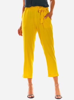 Spodnie regular fit damskie Awama A303 106819 XL Żółte (5902360541009)