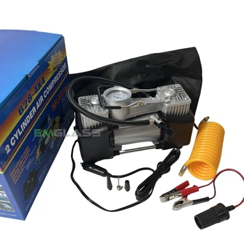Автомобильный компрессор двухпоршневой EM Air Compressor 12v 628 мощный насос с сумкой и манометром GS-7408