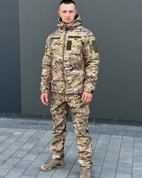 Військова тактична форма софтшелл (Soft Shell) мультикам, тепла демісезонна форма костюм Мультикам Softshell демісезонна військова форма Multicam S