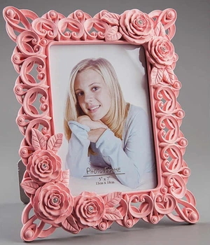 Фоторамка ажурная с цветами розовая 20х26 см EL-019
