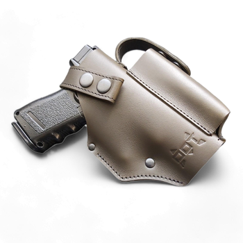 Кобура для Glock 19 поясная на скобе тёмная олива (GL19003)