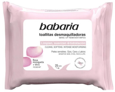 Вологі серветки для зняття макіяжу Babaria Rosa Mosqueta Make Up Remover Wipes 25 шт (8410412430067)