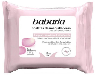 Chusteczki nawilżane do demakijażu Babaria Rosa Mosqueta Make Up Remover Wipes 25 szt (8410412430067)