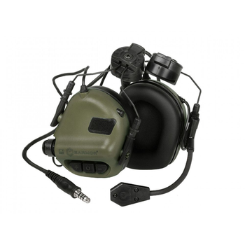 Активні захисні навушники Earmor M32H (FG) Olive з гарнітурою та кріпленням на шолом