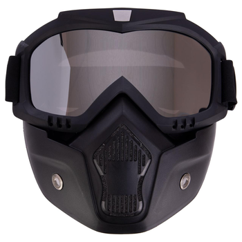 Тактическая маска защитная пол-лица SP-Sport MT-009-BKS черный серебряные линзы