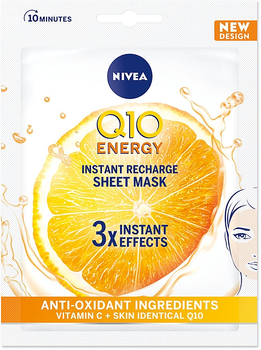 Chusteczkowa maska na twarz Nivea Q10+Vitamin C Anti Wrinkle Energizing Face Mask 100 g (4005900623522)
