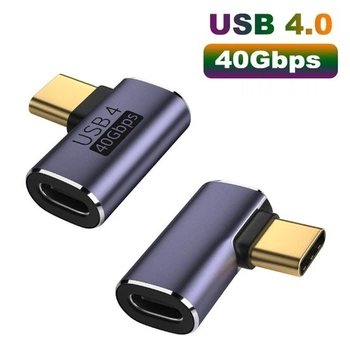 Адаптер переходник OTG угловой USB Type-C M/F (USB 4.0, 40Gbps) Metal Style-3 (48583)