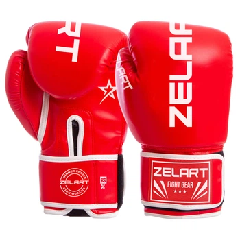 Перчатки боксерские PU Zelart BO-3987 (размер 8oz, цвет красный)