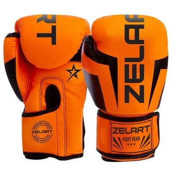 Перчатки боксерские Zelart BO-5698 6 унций оранжевый
