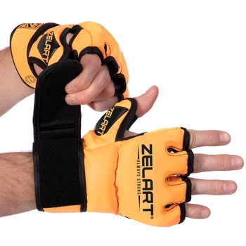 Перчатки для смешанных единоборств MMA PU Zelart (р-р L, Оранжевый) (BO-5699_Оранжевый_L)