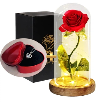 Роза в колбе с LED&nbsp;подсветкой I Love you 21 см красная 0367