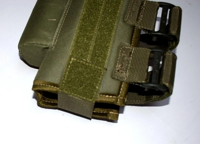 Щока на приклад зброї регульована BB1, накладка підщічник на приклад АК, гвинтівки, рушниці з панелями під патронташ Олива