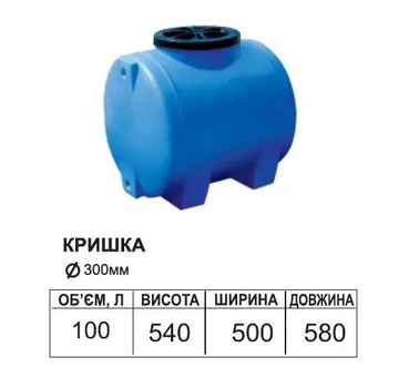 Емкость пластиковая горизонтальная круглая OD 100 л