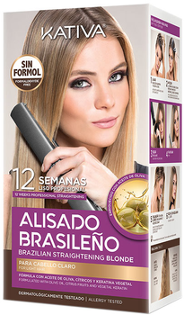 Zestaw do prostowania włosów Kativa Brazilian Straightening Blonde (7750075052901)