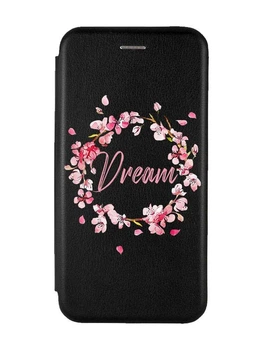 Чохол-книжка чорний з малюнком на Samsung Galaxy A17 5G Віночок з сакури (принт 284)