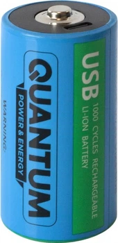Набір акумуляторів літій-іонних Quantum USB Li-ion D 1.5V, 5200mAh plastic case, 2шт/уп