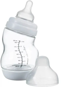 Стеклянная бутылочка Difrax S-bottle Wide Антиколиковая с силиконовой соской Белая 200 мл (3331FE)