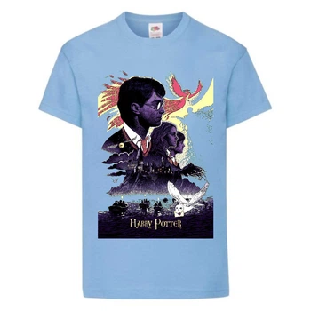 Футболка детская Гарри Поттер 006 (Harry Potter) голубая (HPO lbl 006) 128 см