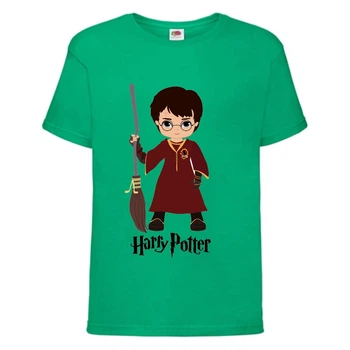 Футболка детская Гарри Поттер 011 (Harry Potter) зеленая (HPO grn 011) 128 см