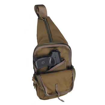 Нагрудная однолямочная сумка A-Line А33 с кобурой для пистолета койот