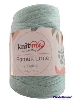 Пряжа стрічка для вʼязання KNIT ME COTTON LASE 250 грам, 100 метрів МЯТНИЙ
