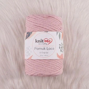 Пряжа стрічка для вʼязання KNIT ME COTTON LASE 250 грам, 100 метрів ПУДРОВА