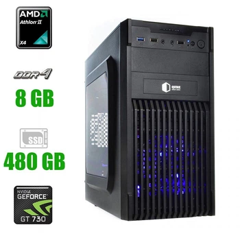 Комп'ютер Qube QB20A U3 Tower / AMD Athlon X4 950 (4 ядра по 3.5 - 3.8 GHz) / 8 GB DDR4 / 480 GB SSD / nVidia GeForce GT 730, 2 GB DDR3, 64-bit / 400W