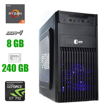 Компьютер Prime Qube QB20A U3 Tower / AMD Ryzen 5 3600 (6(12) ядра по 3.6-4.2 GHz) / 8 GB DDR4 / 240 GB SSD / GeForce GT 710, 2 GB DDR3, 64-bit / 400W