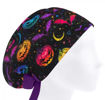 Медицинская шапочка женская HeadwearUniverse универсальная принт Летучая мышь тыква