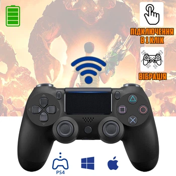 Бездротовий геймпад Doubleshock для PS4 Wireless Bluetooth з подвійною вібрацією, джойстик для приставки PS4, PS TV, PS Now, Black Чорний