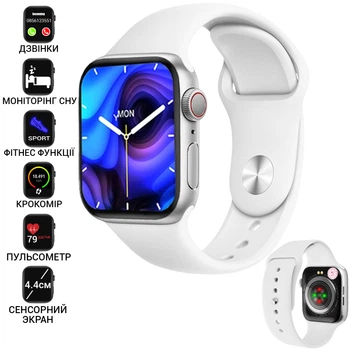 Умные смарт часы Smart Watch AK99-SW, 4.4 см -Голосовой вызов, фитнес функции, алюминиевый корпус, магнитная зарядка White