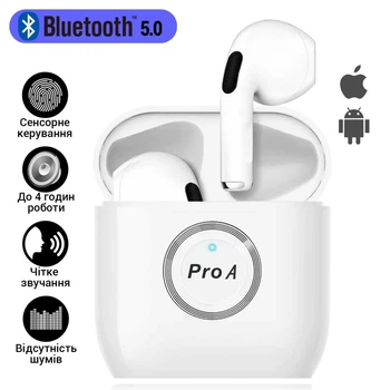 Бездротові Bluetooth-навушники вкладиші JRGK PRO A Сенсорна гарнітура з зарядним кейсом Білі